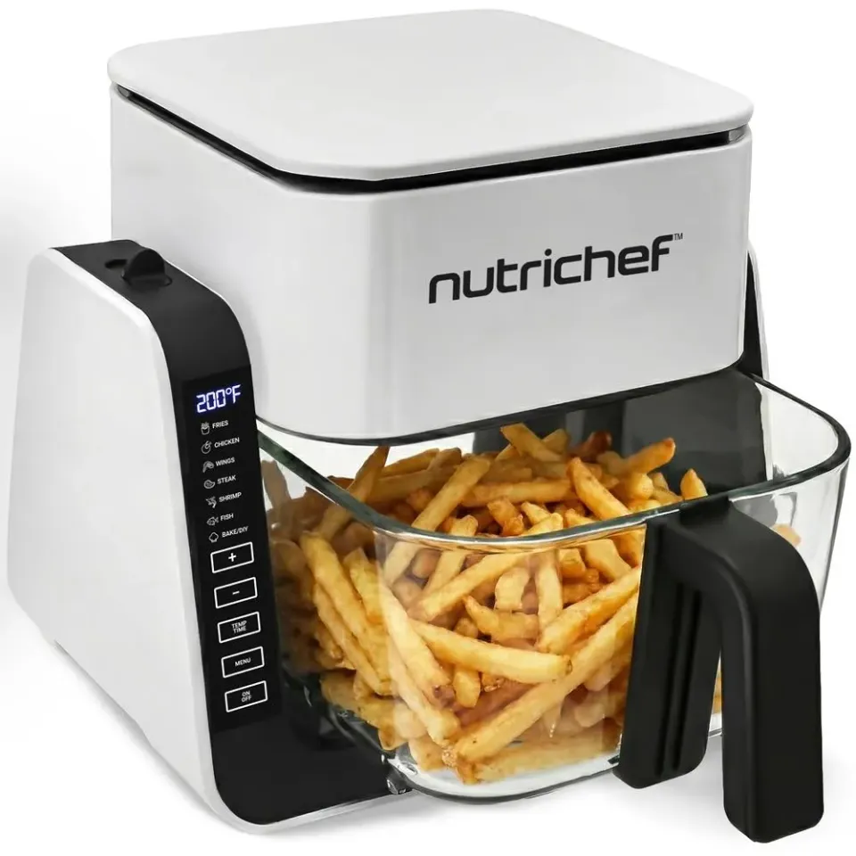 Nutrichef friteuse air fryer grill verre blanc 4 L 1500 W