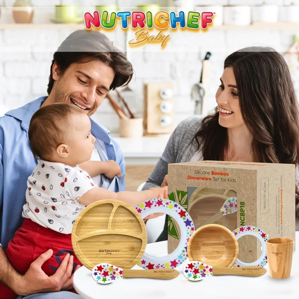Nutrichef Stars Set Vaisselle Bambou Enfant Ventouse