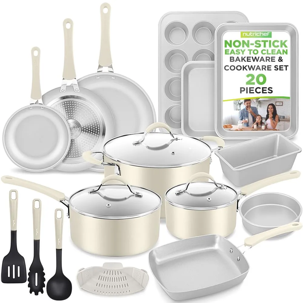 Nutrichef batterie cuisine 20 pièces alu blanc induction