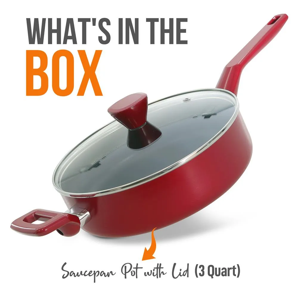 Nutrichef Sautepan Pot 3 Qt sauteuse antiadhésive
