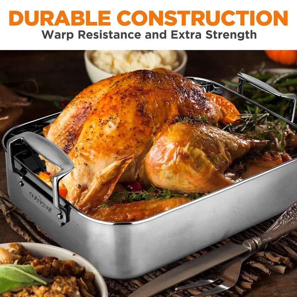 Nutrichef plat à rôtir inox 14 pouces avec grille