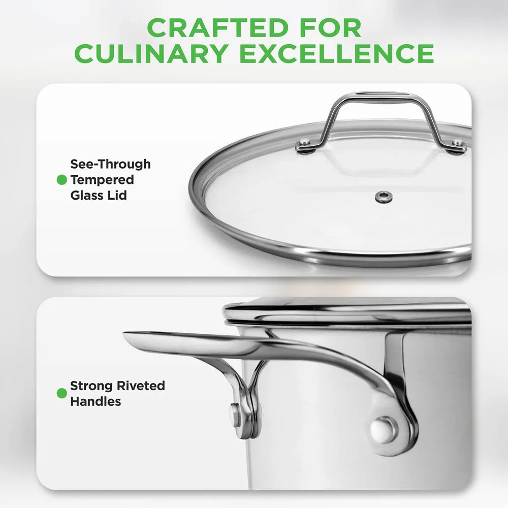 Nutrichef faitout inox 5,7 L couvercle verre induction