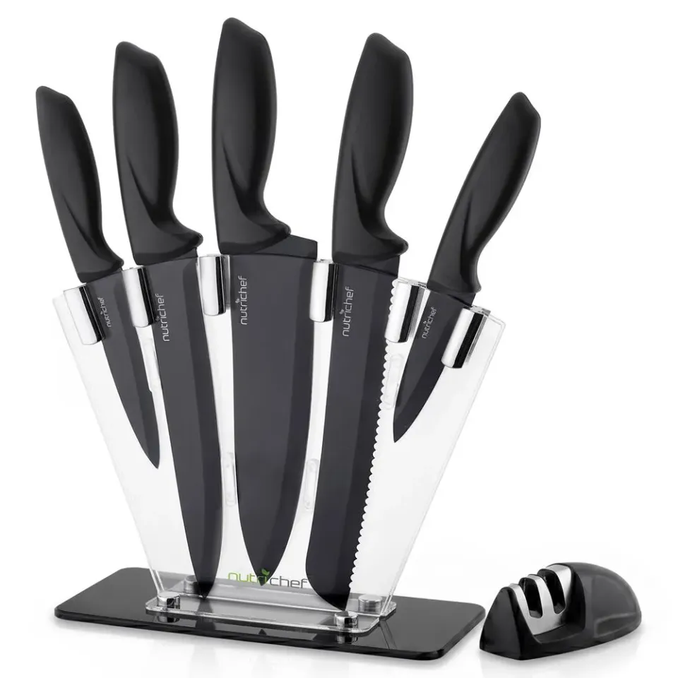 Nutrichef set couteaux inox 7 pièces support affûteur