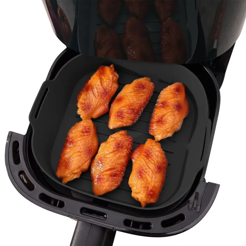 KITCHENCOOK Silipot Square panier silicone air fryer lot 2 noir