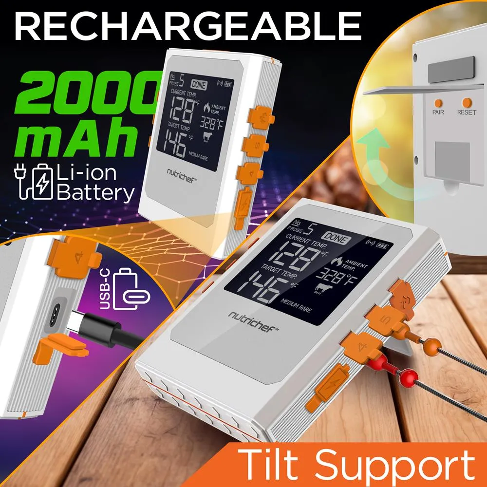 Nutrichef Thermomètre BBQ WiFi 2 Sondes Inox