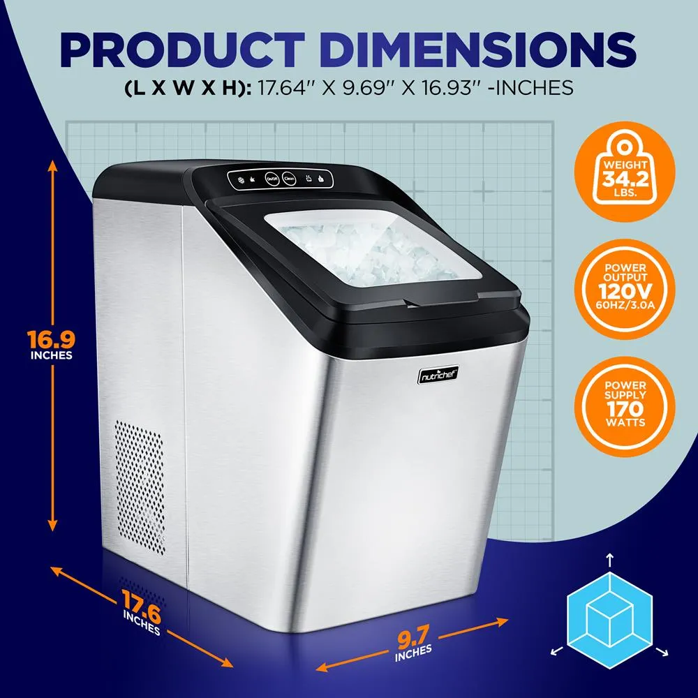 Nutrichef machine à glaçons pépites inox 12 kg/jour