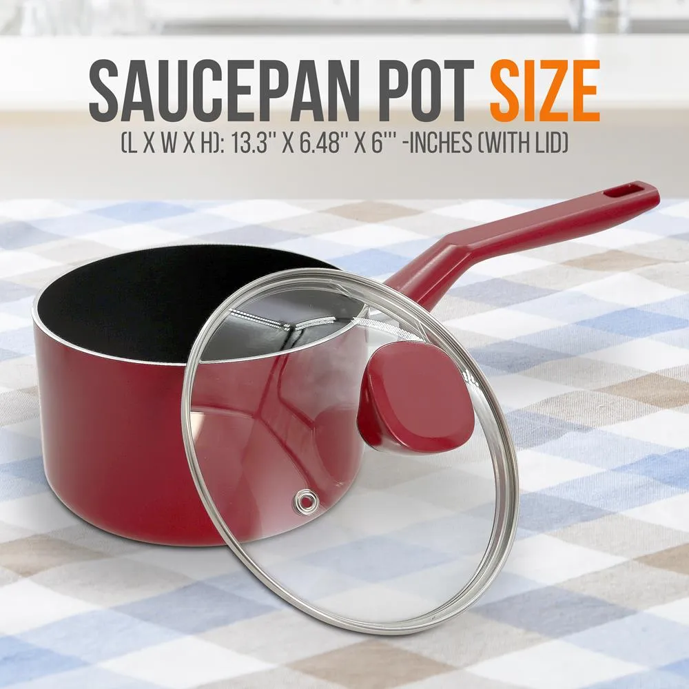 Nutrichef Casserole Antiadhésive 2 Qt Couvercle Verre