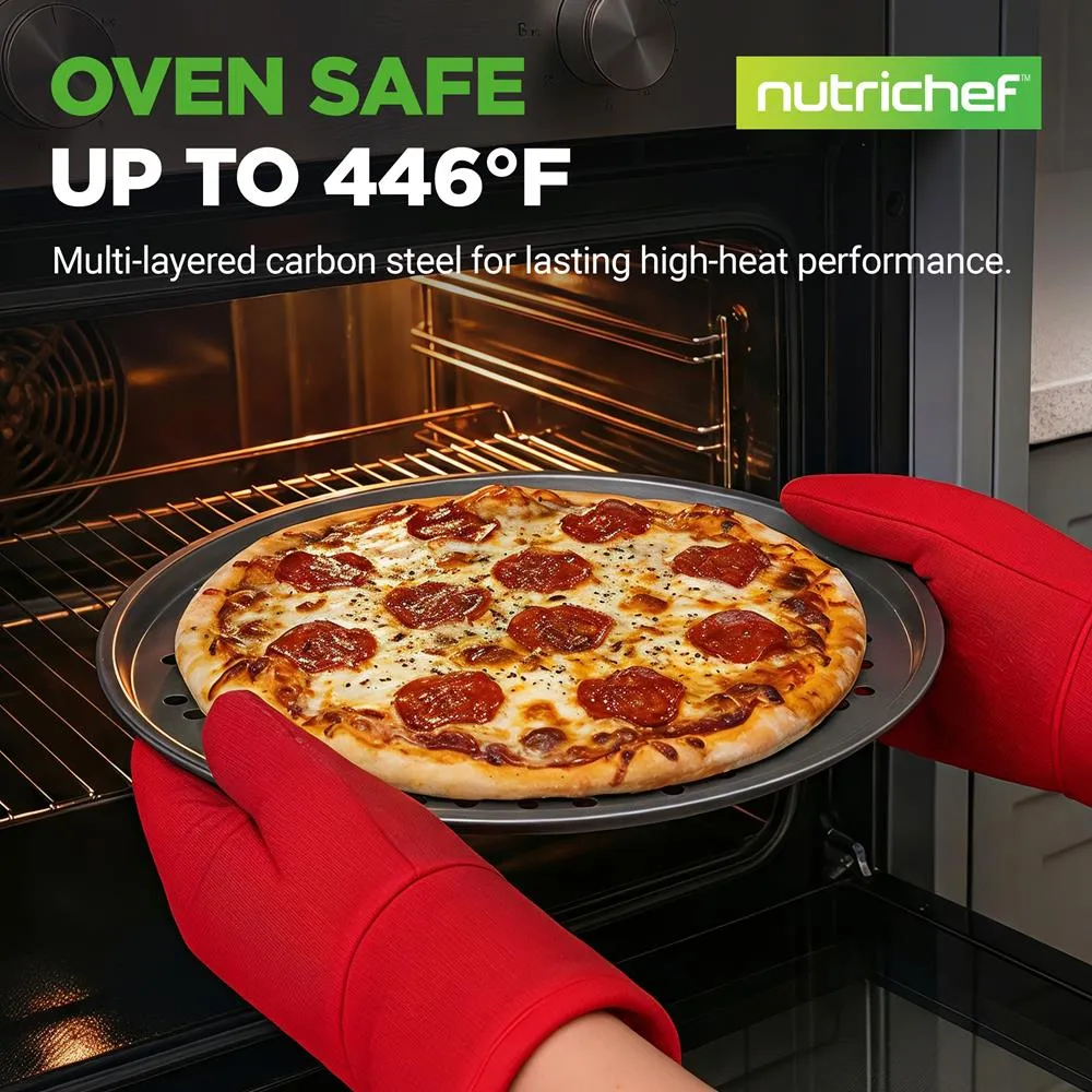 Nutrichef plaque à pizza acier 12,8 pouces grise