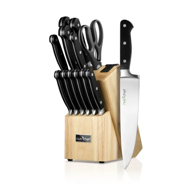 Nutrichef set couteaux 13 pièces bloc affûteur acier