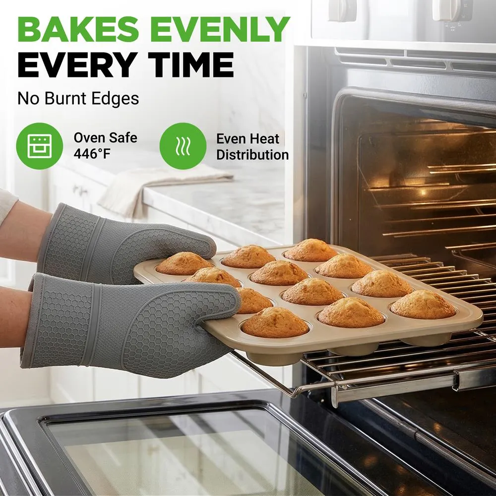 Nutrichef moules à muffins 12 empreintes doré lot de 2