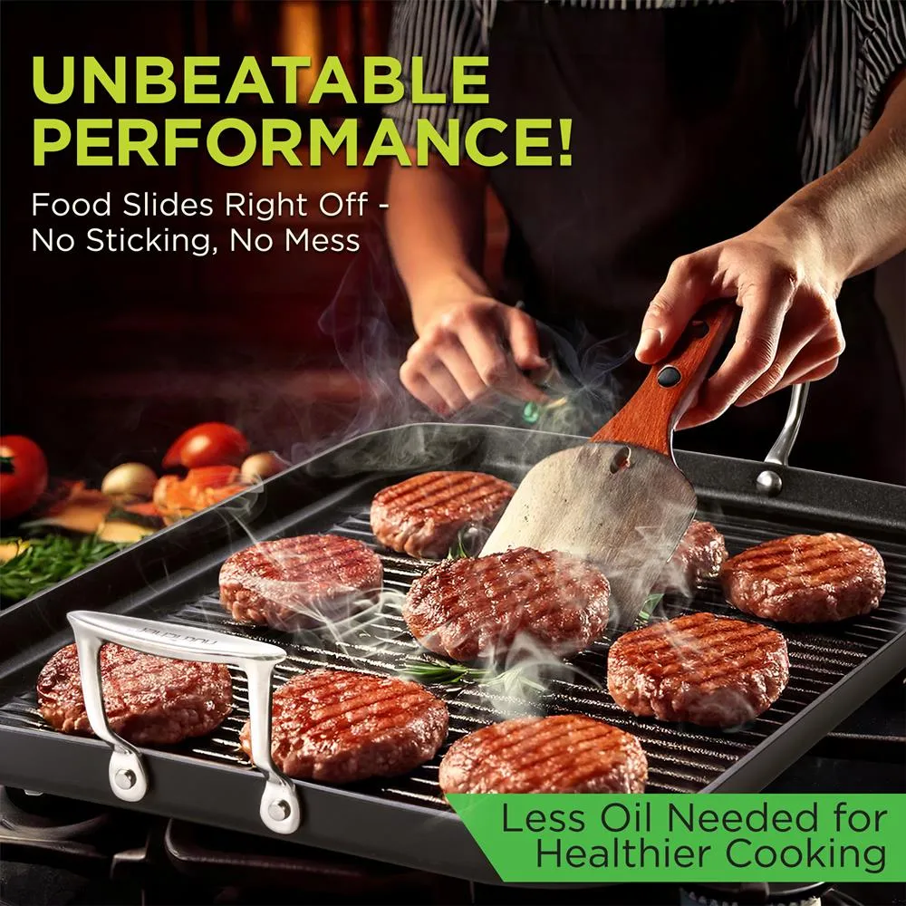 Nutrichef NCGRP59 poêle grill antiadhésive double brûleur