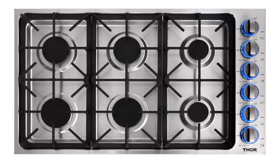 Thor Kitchen plaque gaz 6 brûleurs 36 pouces inox
