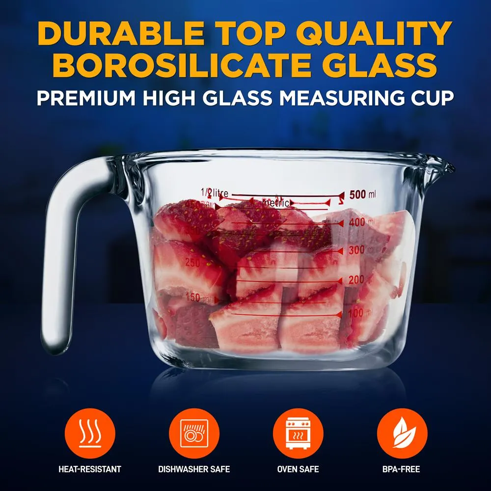 Nutrichef verre doseur borosilicate 500 ml gradué