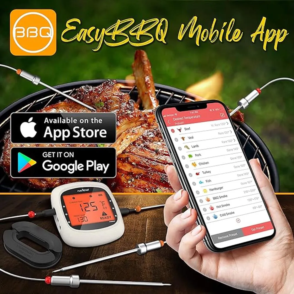 Nutrichef thermomètre viande bluetooth 4 sondes