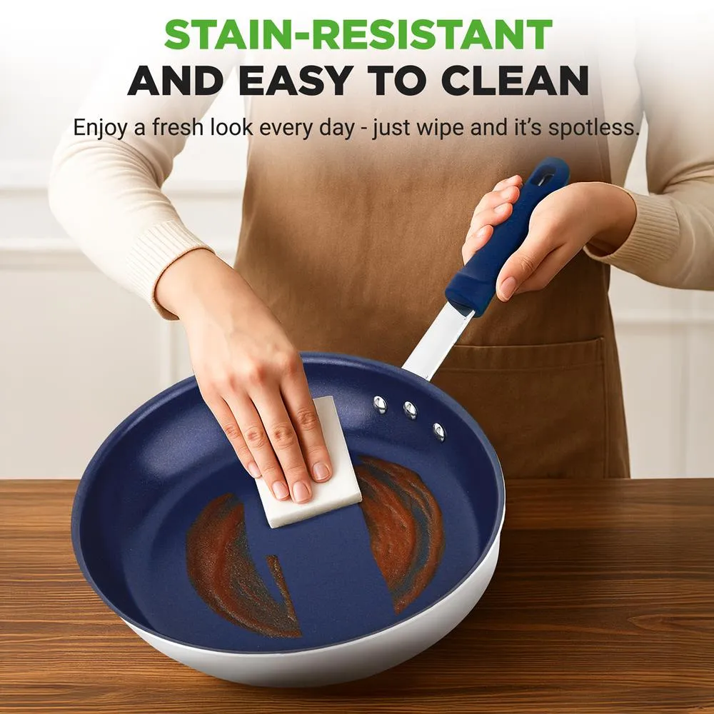 Nutrichef poêle céramique 30 cm couvercle bleu