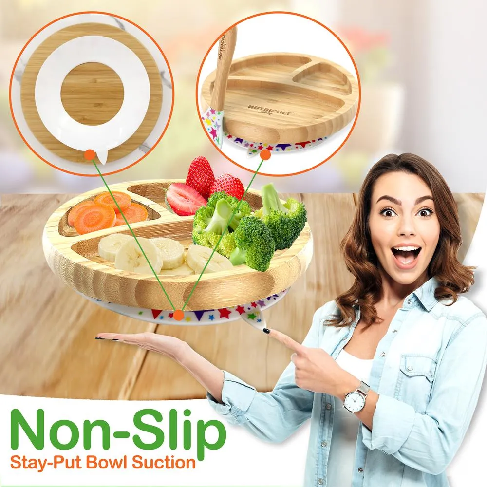 Nutrichef assiette bébé ventouse 3 compartiments + cuillère
