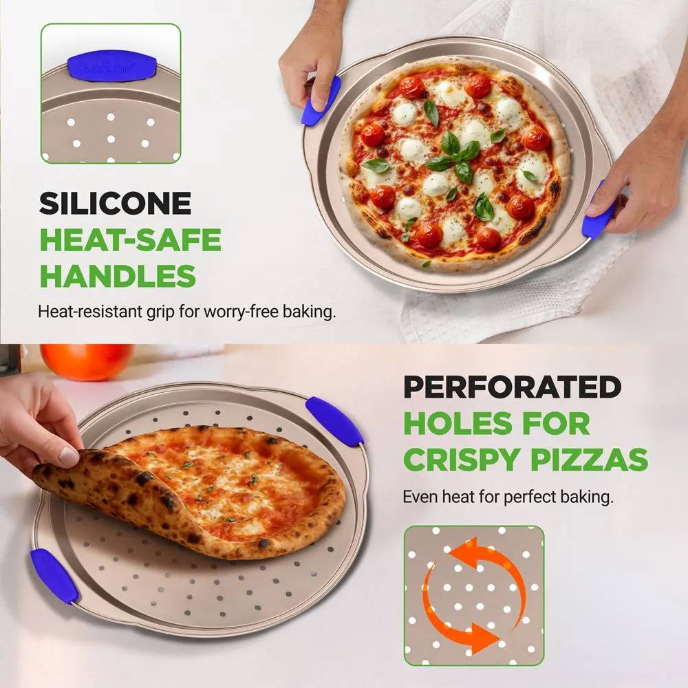 Nutrichef plaque pizza 33 cm acier doré antiadhésive