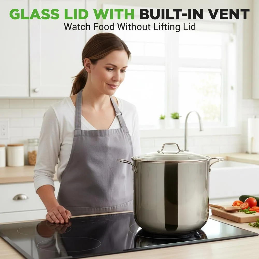 Nutrichef faitout inox 15 QT induction couvercle verre