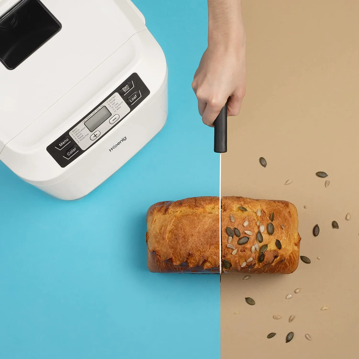 H.Koenig BAKE340 machine à pain 800g distributeur céréales