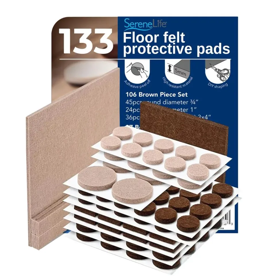 Nutrichef patins en feutre meubles adhésifs 133 pièces marron