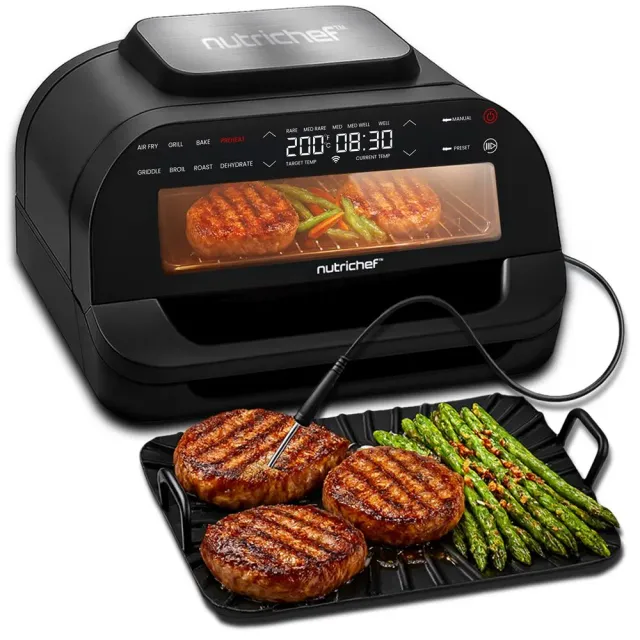 Nutrichef NCDHKNJ01.5 grill air fryer 6L 7 modes fumée réduite