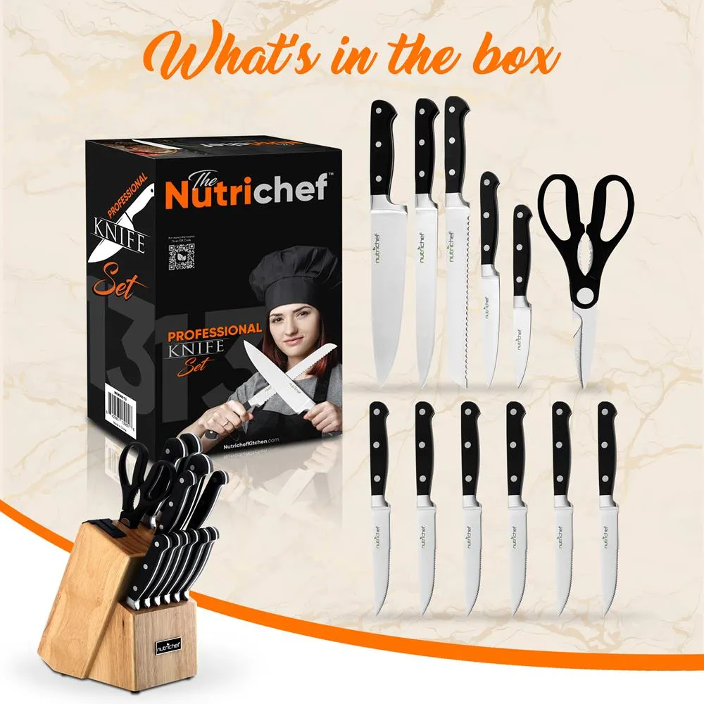 Nutrichef set couteaux 13 pièces bloc affûteur acier