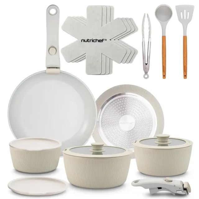 Nutrichef batterie cuisine céramique 18 pièces verte