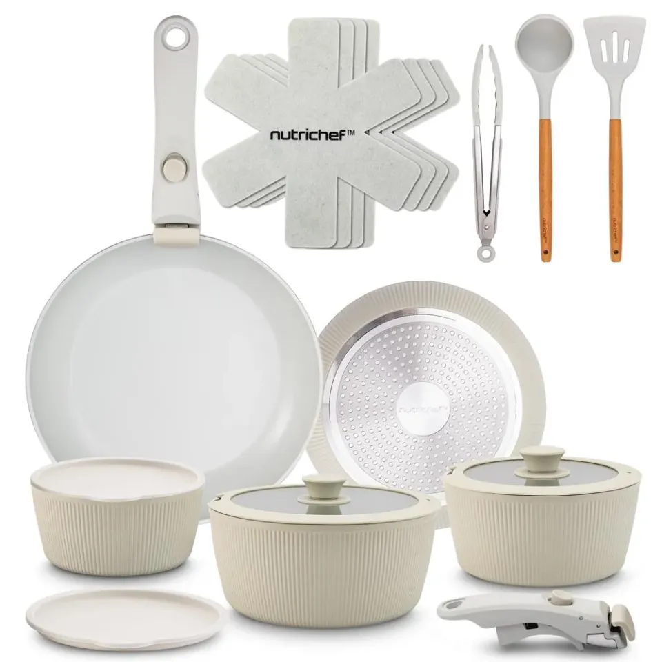 Nutrichef batterie cuisine céramique 18 pièces verte