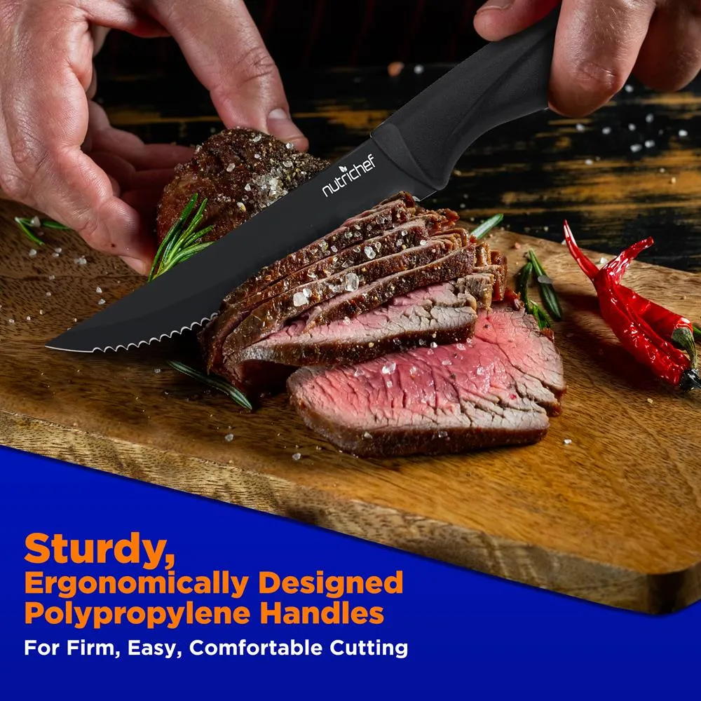 Nutrichef NCSK8BK couteaux steak 8 pièces lame crantée
