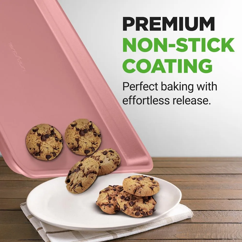 Nutrichef NC2TRRG lot 2 plaques cuisson antiadhésives rose gold