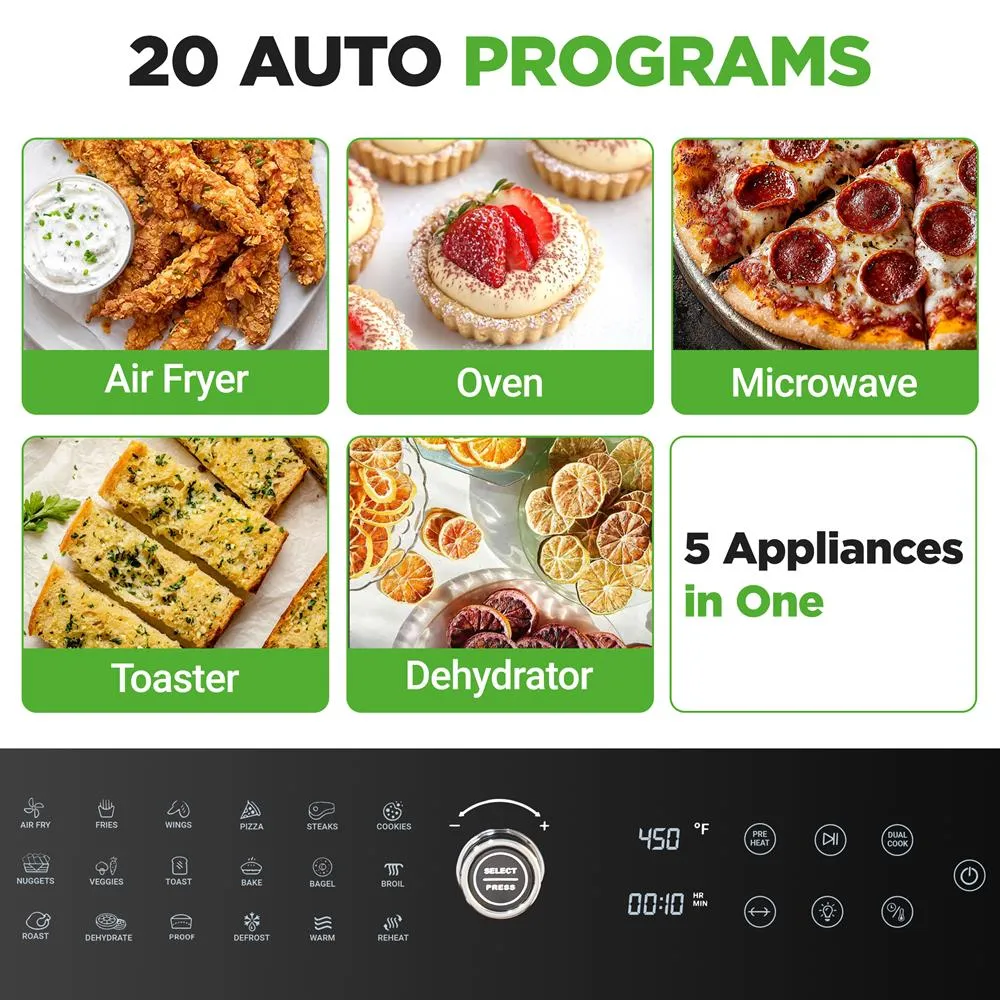 Nutrichef four air fryer combiné 32 QT 20 programmes rôtisserie