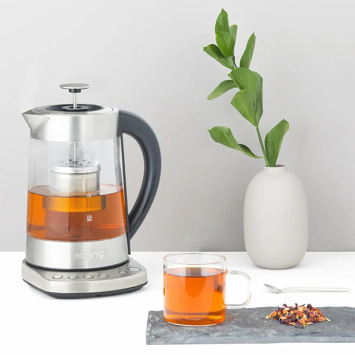 H.Koenig TI700 théière bouilloire verre 1,7 L thermostat