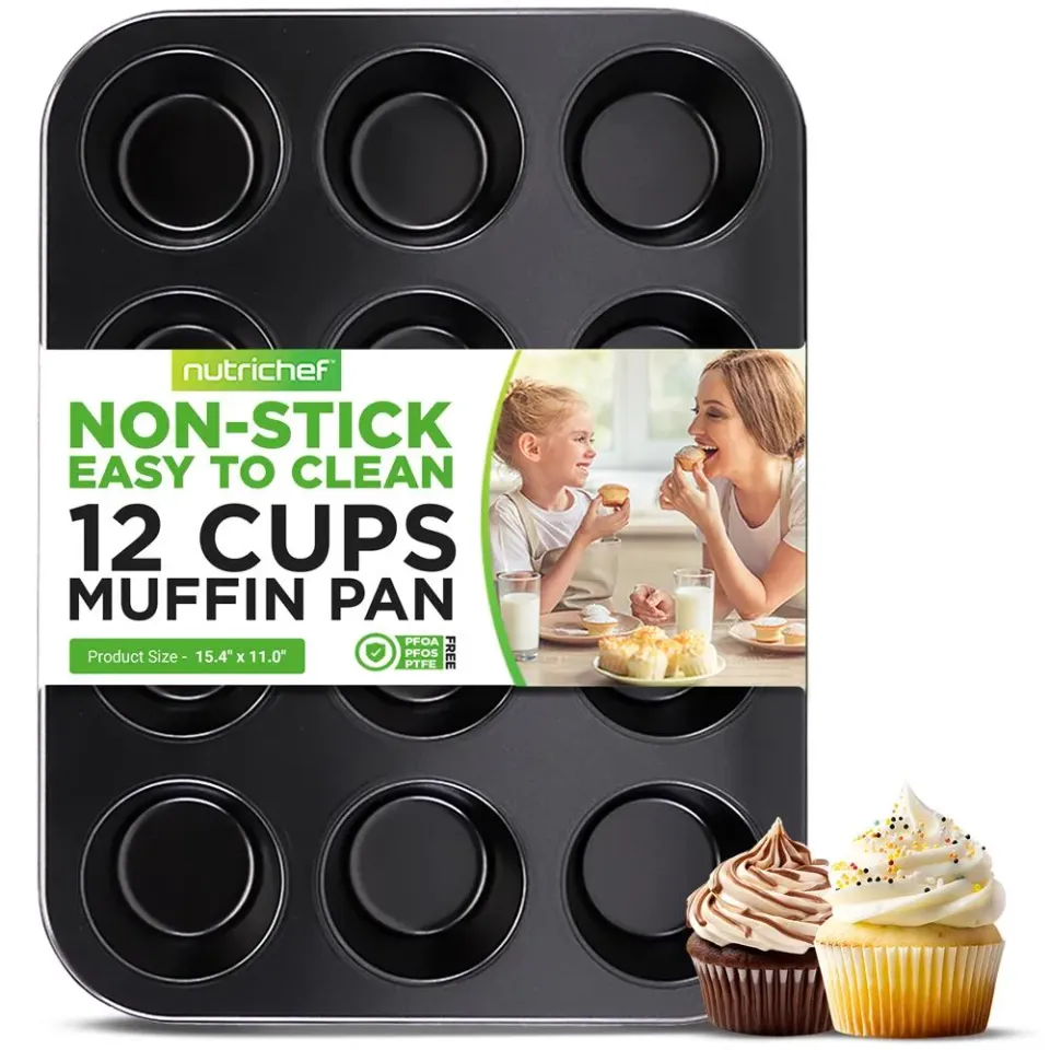 Nutrichef moule muffins antiadhésif acier 12 empreintes four