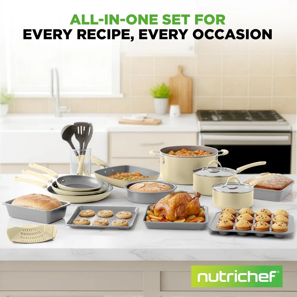 Nutrichef batterie cuisine 20 pièces alu blanc induction