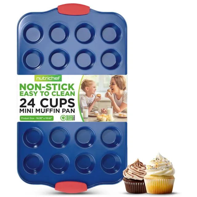 Nutrichef moule muffin 24 alvéoles bleu silicone