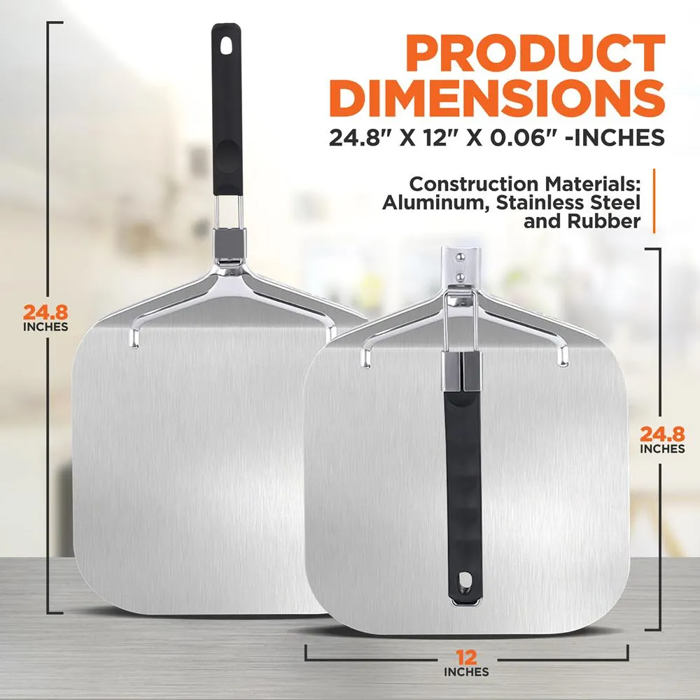 Nutrichef NCPIZOVN pelle à pizza alu pliable 63 cm