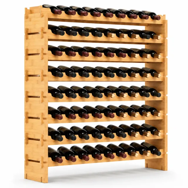 Nutrichef casier à vin bambou modulable 72 bouteilles