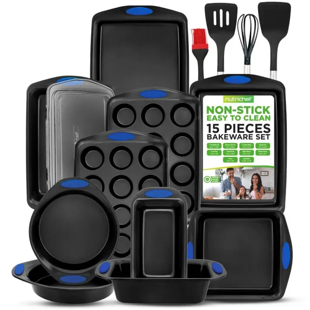 Nutrichef set pâtisserie antiadhésif 15 pièces doré
