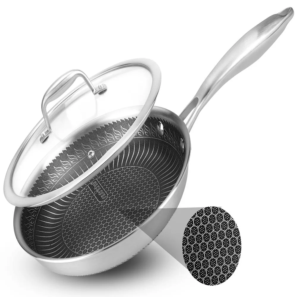 Nutrichef poêle 20 cm antiadhésive inox + couvercle