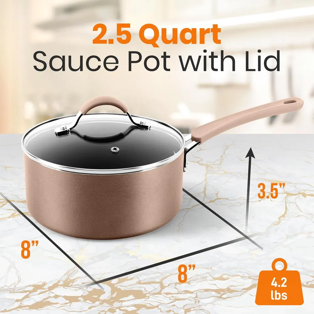 Nutrichef casserole 2,5 Qt antiadhésive couvercle verre