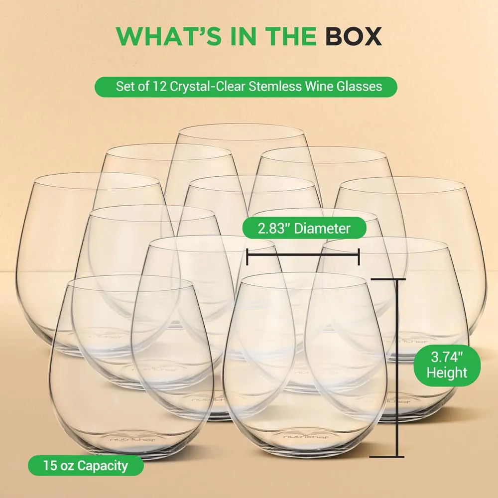 Nutrichef verres à vin sans pied cristal 44 cl lot de 12