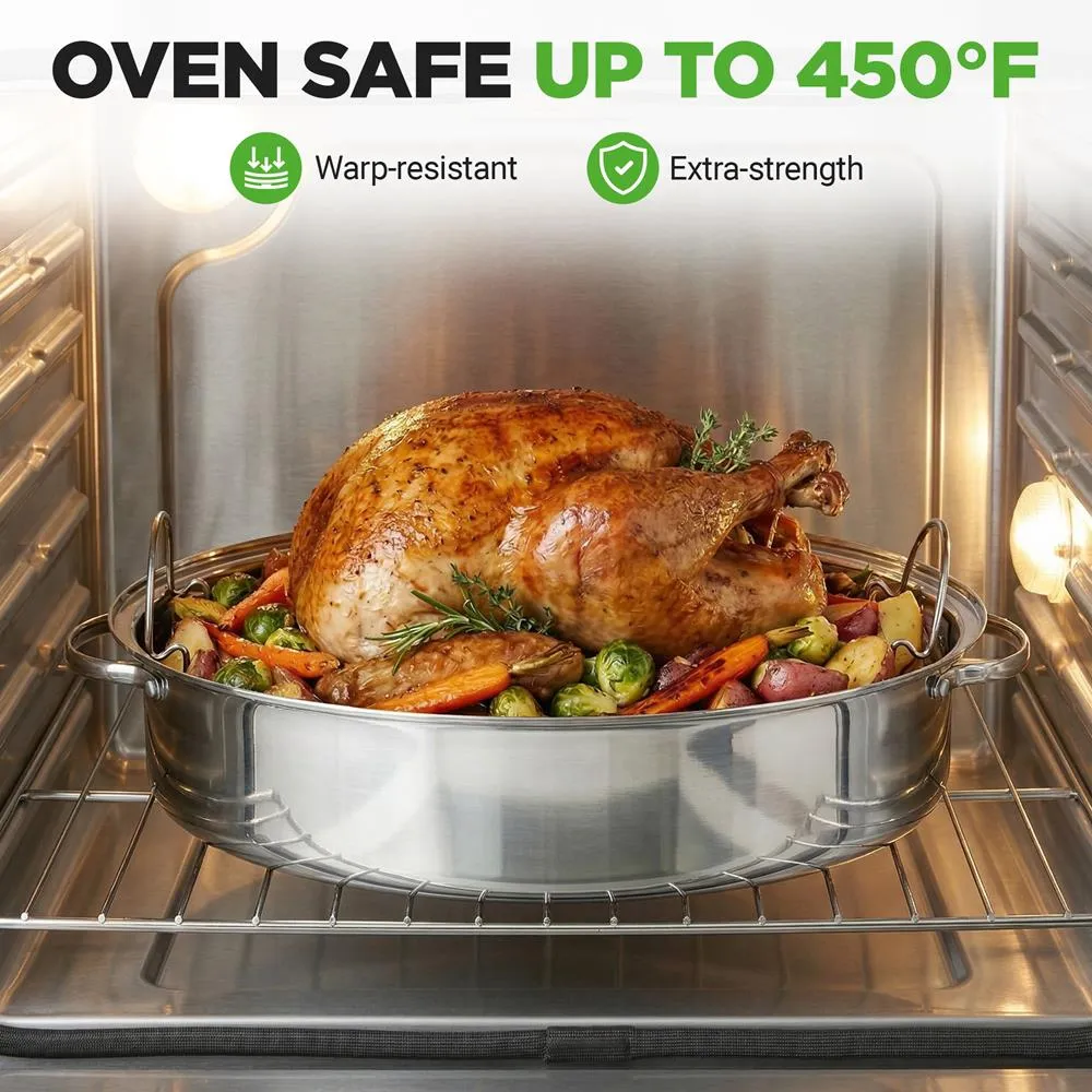Nutrichef 20" Oval Roasting Pan plat rôtissoire inox