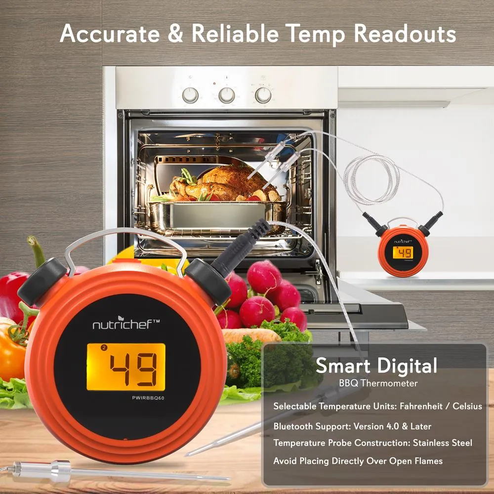 Nutrichef PWIRBBQ60 Thermomètre BBQ Bluetooth 2 Sondes