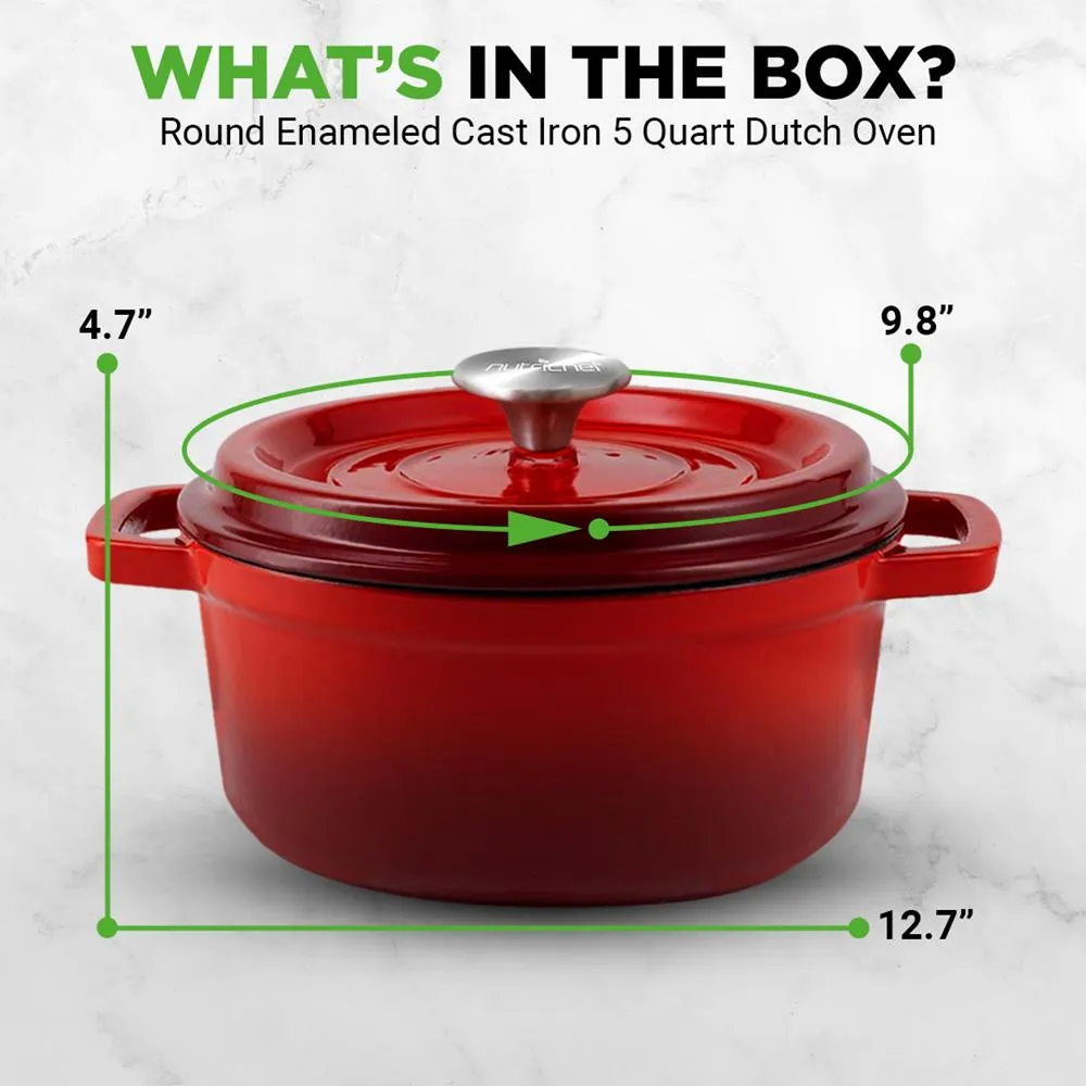 Nutrichef cocotte fonte 5 L rouge émail porcelaine