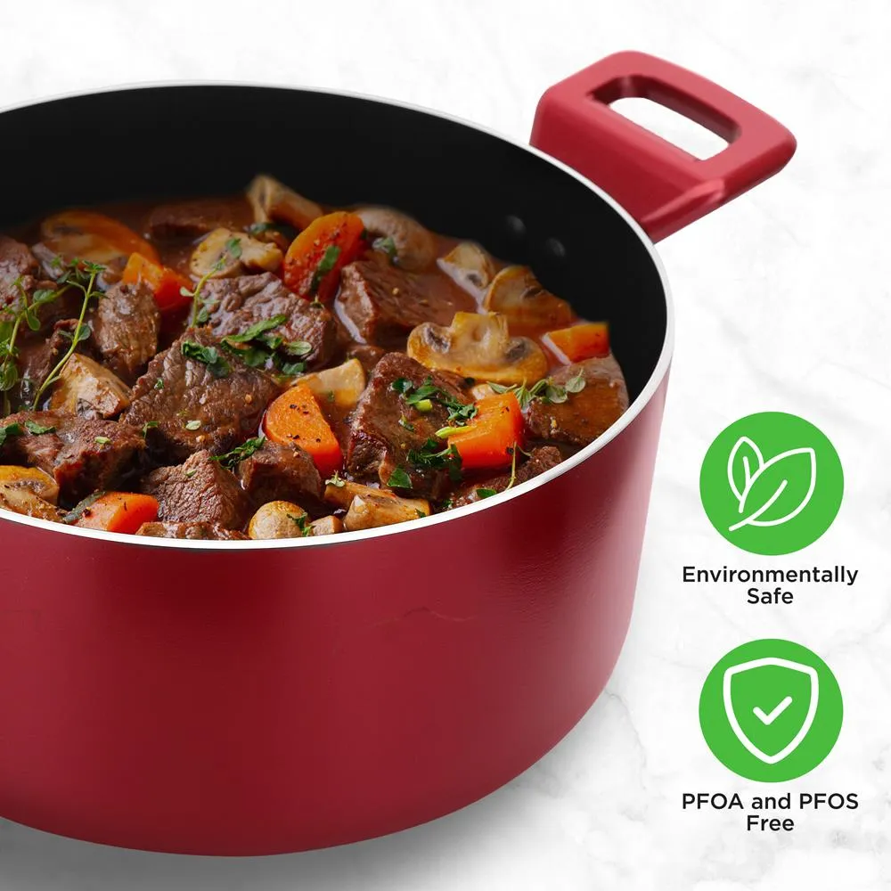 Nutrichef batterie cuisine antiadhésive rouge 13 pièces