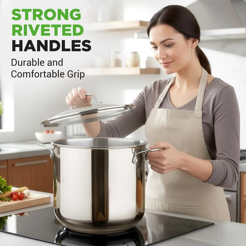 Nutrichef Faitout inox 19 Qt avec couvercle verre induction