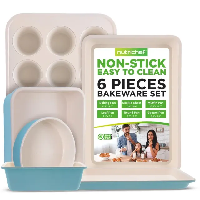 Nutrichef Set Pâtisserie 6 Moules Céramique Turquoise