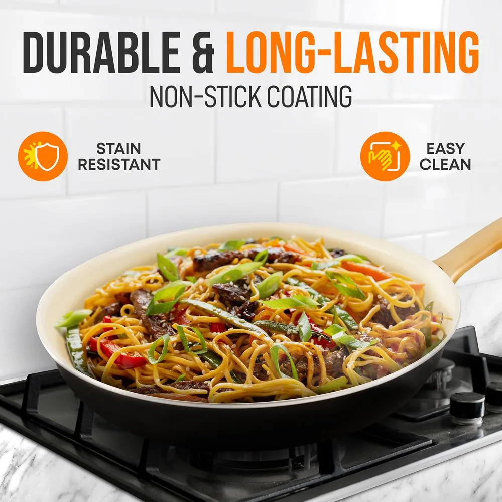 Nutrichef poêle 30 cm céramique manche doré induction