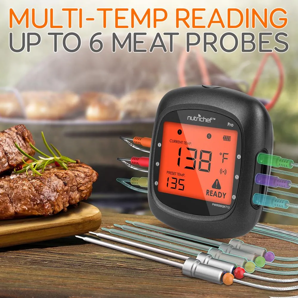 Nutrichef thermomètre barbecue bluetooth 2 sondes LCD inox