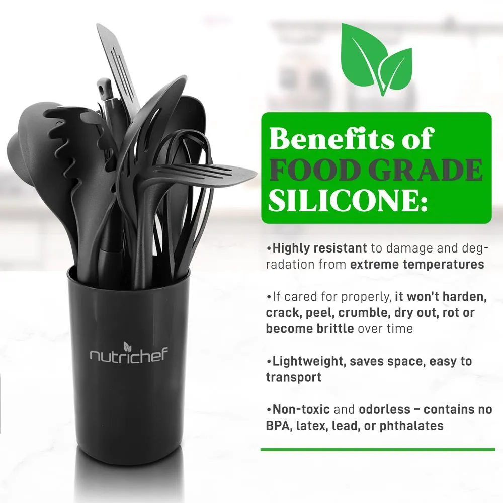 Nutrichef ustensiles cuisine silicone bleus x10